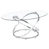 CoasterEssence 722373 Warren - 3 Piece Oval Glass Top Coffee Table Set - Chrome
