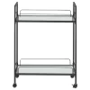 CoasterEssence 181065 Curltis - 2-Tier Rectangular Glass Shelf Metal Bar Cart - Black