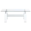 Coaster Fine Furniture 703438 Dyer - 1-Shelf Rectangular Glass Top Coffee Table - White