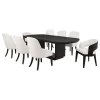 Coaster Fine Furniture 115391-S9 Leandro - 9 Piece Rectangular Dining Table Set - Cream / Burnished Black