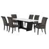 CoasterElevations 115511-S7BV Sherry - 7 Piece Rectangular Marble Top Dining Table Set - Brown