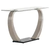 CoasterEssence 701239 Pruitt - Glass Top Metal Base Console Table - Satin