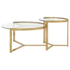 CoasterEssence 930251 Delia - 2 Piece Round Glass Top Nesting Coffee Table - Gold