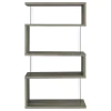 CoasterEssence 802340 Emelle - 4-Shelf Glass Panel Bookshelf - Gray Driftwood