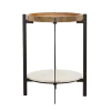CoasterEssence 931218 Adhvik - Round Side Table With Marble Shelf - Natural And Black
