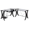 CoasterEssence 800446 Monterey - Glass Top L-Shape Computer Desk - Cappuccino