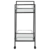 CoasterEssence 181065 Curltis - 2-Tier Rectangular Glass Shelf Metal Bar Cart - Black