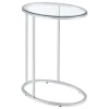 CoasterEveryday 902927 Kyle - Oval Glass Top C-Shaped Sofa Side Table - Chrome