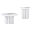 Coaster Fine Furniture 708338-S2 Rowena - 2 Piece Faux Marble Coffee And End Table Set - White