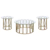 Coaster Fine Furniture 708058-S3 Monett - 3 Piece Coffee And End Table Set - Chocolate Brass