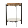 CoasterEssence 931218 Adhvik - Round Side Table With Marble Shelf - Natural And Black