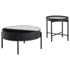 Coaster Fine Furniture 707898-S2 Ozella - 2 Piece Round Coffee And End Table Set - Sandy Black