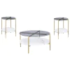 Coaster Fine Furniture 710338-S3 Jonelle - 3 Piece Round Coffee And End Table Set - Gold / Smoke