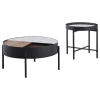 Coaster Fine Furniture 707898-S2 Ozella - 2 Piece Round Coffee And End Table Set - Sandy Black