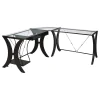 CoasterEssence 800446 Monterey - Glass Top L-Shape Computer Desk - Cappuccino