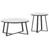 Coaster Fine Furniture 723238-S2 Hugo - 2 Piece Faux Marble Coffee And End Table Set - White