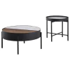 Coaster Fine Furniture 707898-S2 Ozella - 2 Piece Round Coffee And End Table Set - Sandy Black