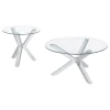 Coaster Fine Furniture 708128-S2 Kenzie - 2 Piece Round Coffee And End Table Set - Chrome
