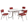 CoasterEveryday 2065-S5R Retro - 5 Piece Oval Dining Table Set - White And Red
