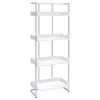 CoasterEssence 803402 Ember - 4-Shelf Bookshelf White High - Gloss And Chrome