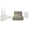 Coaster Fine Furniture 223091GRYKE-S5 Ines - 5 Piece Eastern King Bedroom Set - Gray And White High Gloss