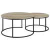 Coaster Fine Furniture 736040 Lainey - 2 Piece Round Nesting Coffee Table - Distressed Pine