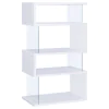 CoasterEveryday 800300 Emelle - 4-Shelf Glass Panel Bookshelf - White