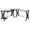 CoasterEssence 800446 Monterey - Glass Top L-Shape Computer Desk - Cappuccino