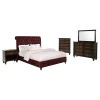 Coaster Fine Furniture 360341KE-S5 Devon - 5 Piece Eastern King Bedroom Set - Wine Red And Dark Oak