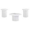 Coaster Fine Furniture 708338-S3 Rowena - 3 Piece Faux Marble Coffee And End Table Set - White