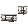 Coaster Fine Furniture 702448-S2 Laney - 2 Piece Glass Top Coffee And End Table Set - Dark Merlot