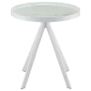 Coaster Fine Furniture 706257 Briggs - Round Marble Printed Glass Top End Side Table - White