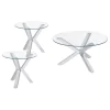 Coaster Fine Furniture 708128-S3 Kenzie - 3 Piece Round Coffee And End Table Set - Chrome