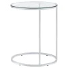 CoasterEveryday 902927 Kyle - Oval Glass Top C-Shaped Sofa Side Table - Chrome