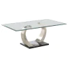 CoasterEssence 701238 Pruitt - Rectangular Glass Top Metal Coffee Table - Satin
