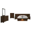 CoasterEssence 200711KE-S6P Jessica - 6 Piece Eastern King LED Bedroom Set - Cappuccino