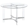 Coaster Fine Furniture 108501-S5 Keeling - 5 Piece Round Glass Top Acrylic Dining Set - Chrome