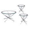 Coaster Fine Furniture 702588-S3 Brooke - 3 Piece Round Coffee And End Table Set - Chrome
