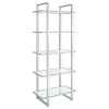 CoasterEssence 805538 Hartford - 5-Shelf Glass Bookshelf - Chrome
