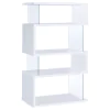 CoasterEveryday 800300 Emelle - 4-Shelf Glass Panel Bookshelf - White