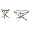 CoasterEveryday 707888-S2 Brooke - 2 Piece Round Glass Top Coffee Table Set - Brass