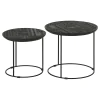 CoasterEssence 935842 Loannis - 2 Piece Round Mango Wood Nesting Table - Matte Black