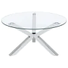 Coaster Fine Furniture 708128 Kenzie - Round Tempered Glass Top Cocktail Coffee Table - Chrome