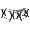 CoasterEssence 800446 Monterey - Glass Top L-Shape Computer Desk - Cappuccino