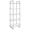 CoasterEssence 805538 Hartford - 5-Shelf Glass Bookshelf - Chrome