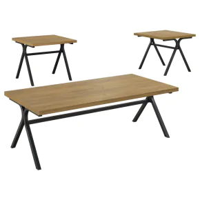 CoasterEssence 753424 Colmar - 3 Piece Engineered Wood Coffee Table Set - Golden Oak