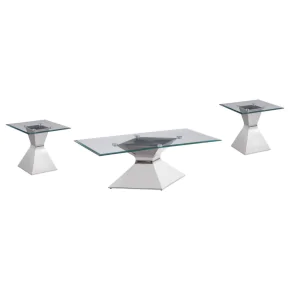 Coaster Fine Furniture 710208-S3 Jenny - 3 Piece Rectangular Coffee And End Table Set - Chrome