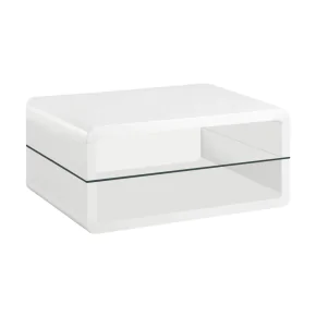 CoasterEssence 703268 Elana - 1-Shelf Rectangular Coffee Table - White High Gloss