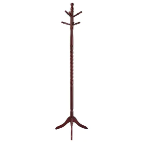 CoasterEveryday 3058 Riona - 6 Hook Freestanding Wood Coat Rack Hat Hanger - Merlot