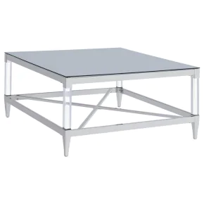 Coaster Fine Furniture 709728 Lindley - Square Tempered Mirror Acrylic Coffee Table - Chrome